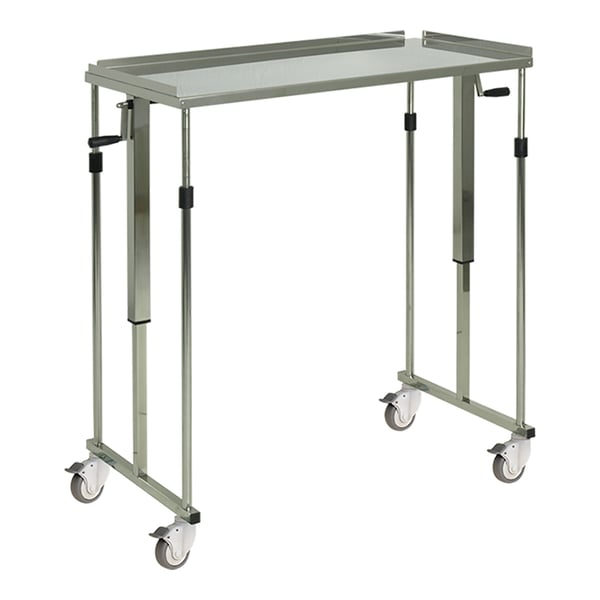 Instrumenten-Hilfstisch aus Edelstahl höhenverstellbar durch Kurbel